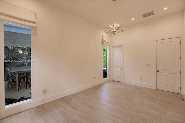 8200 SW 62nd Ave, Miami, FL 33143 - interior space featuring a notable chandelier, light wood-style flooring, recessed lighting, baseboards, and visible vents
