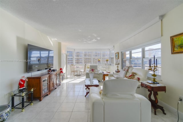 1950 S Ocean Dr Unit 17E, Hallandale Beach, FL 33009 - living area with light tile patterned floors and a textured ceiling