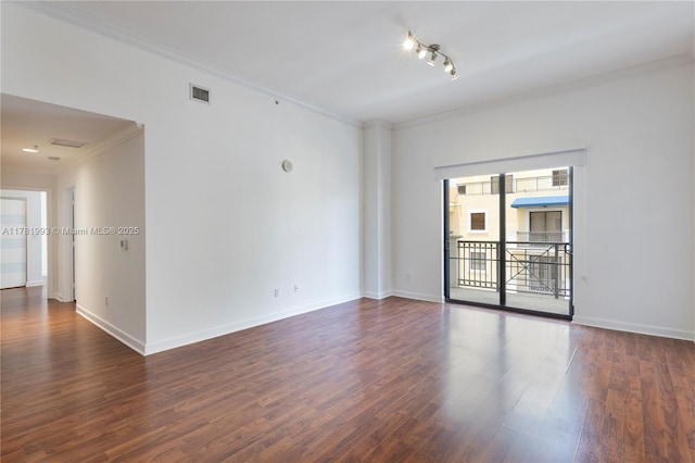 8390 SW 72nd Ave Unit 517, Miami, FL 33143 - empty room with ornamental molding and dark wood finished floors