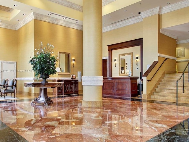 common area with stairs