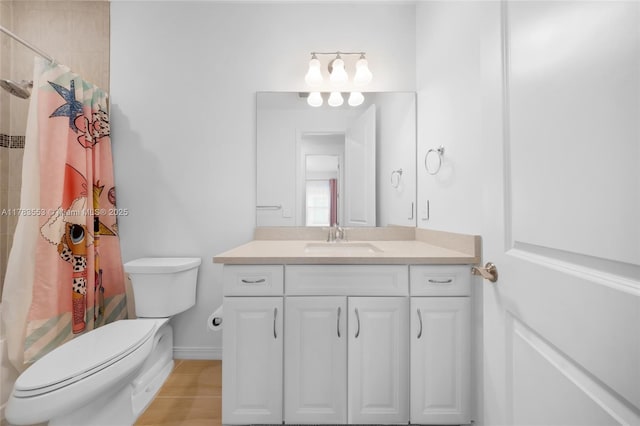 1705 Trailhead Ter, Hollywood, FL 33021 - bathroom featuring toilet, curtained shower, vanity, and baseboards