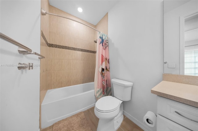 1705 Trailhead Ter, Hollywood, FL 33021 - bathroom featuring shower / bath combination with curtain, vanity, recessed lighting, toilet, and baseboards