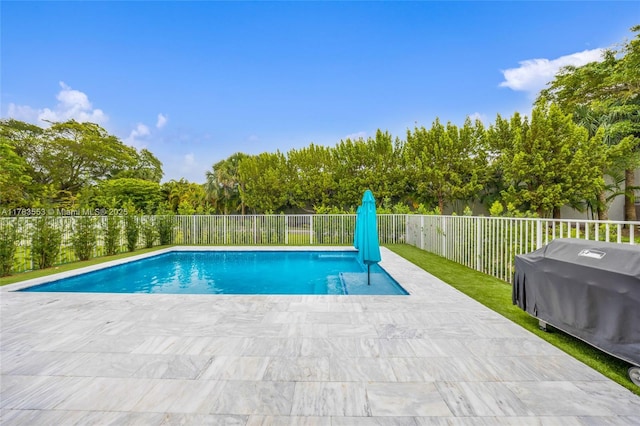 1705 Trailhead Ter, Hollywood, FL 33021 - view of swimming pool with a patio area, grilling area, fence, and a fenced in pool