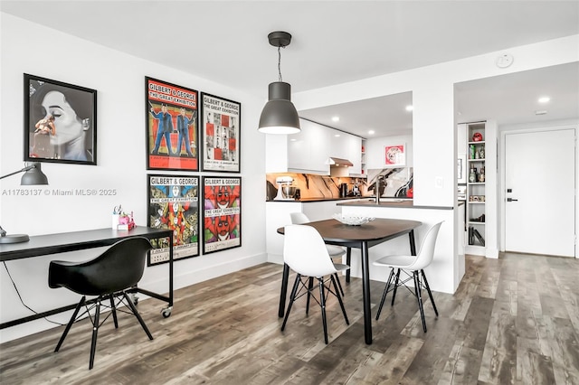 8233 Harding Ave Unit 607, Miami Beach, FL 33141 - dining space with wood finished floors, an office area, and recessed lighting
