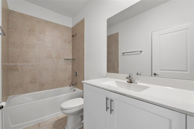 340 NE 208th Ter, Miami, FL 33179 - bathroom with tile patterned flooring, vanity, shower / tub combination, and toilet