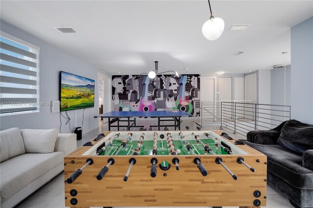 rec room with visible vents