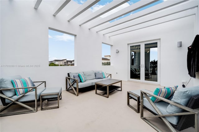 view of patio with french doors and outdoor lounge area