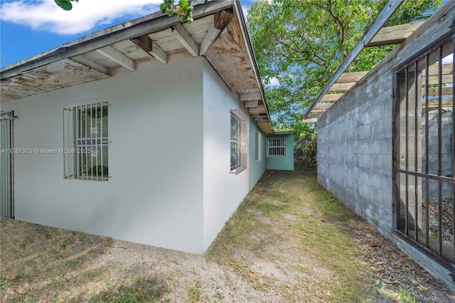 view of home's exterior featuring stucco siding