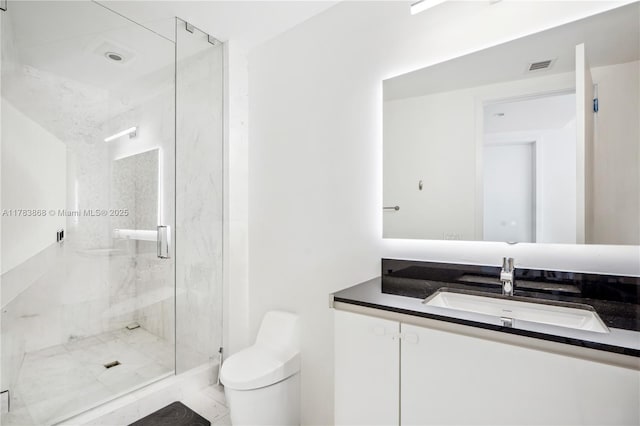 18555 Collins Ave Unit 5505, Sunny Isles Beach, FL 33160 - bathroom featuring a marble finish shower, toilet, and vanity