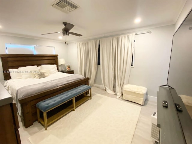 3602 NE 18th Ave, Oakland Park, FL 33334 - bedroom featuring ceiling fan, baseboards, visible vents, and recessed lighting