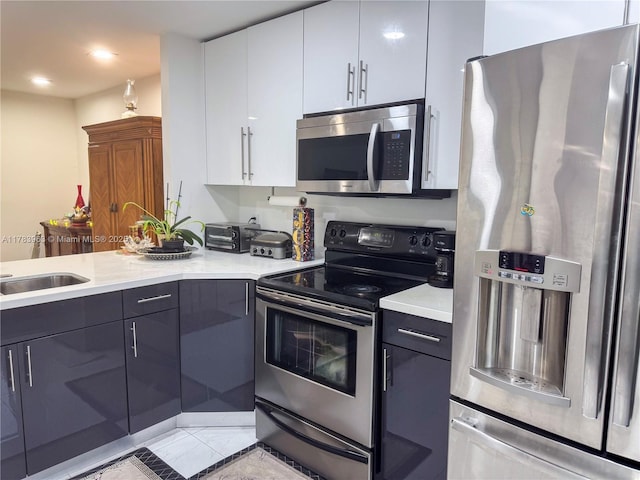 10505 SW 153rd Ct Unit 2, Miami, FL 33196 - kitchen featuring modern cabinets, white cabinetry, appliances with stainless steel finishes, a sink, and light countertops