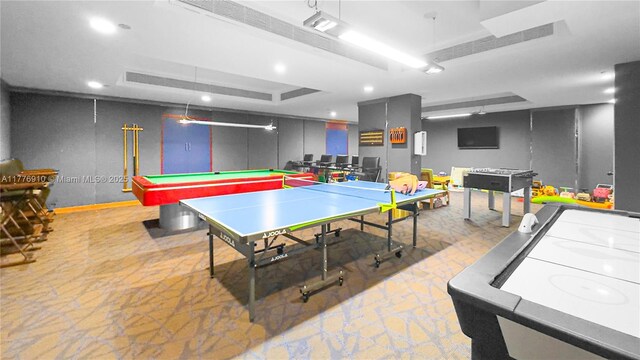19667 Turnberry Way Unit 3F, Aventura, FL 33180 - recreation room with recessed lighting, a raised ceiling, and pool table