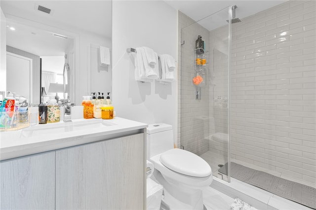 4010 S Ocean Dr Unit T3609, Hollywood, FL 33019 - bathroom with visible vents, toilet, a stall shower, and vanity
