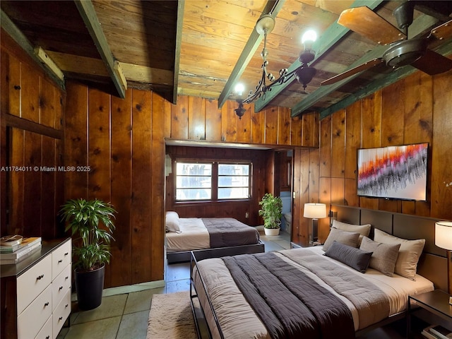 6208 SW 26th St, Miramar, FL 33023 - bedroom featuring wood walls and a wood ceiling with exposed beams
