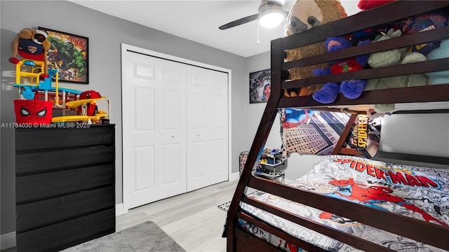 6582 SW 20th St, North Lauderdale, FL 33068 - bedroom featuring wood finished floors, a closet, and a ceiling fan