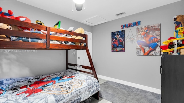 6582 SW 20th St, North Lauderdale, FL 33068 - carpeted bedroom with attic access and a ceiling fan