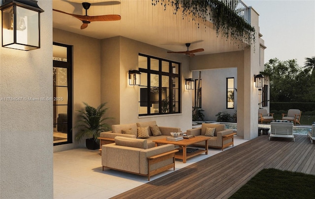 1259 NE 97th St, Miami Shores, FL 33138 - view of patio featuring ceiling fan and an outdoor living space
