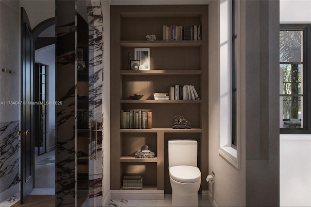 1259 NE 97th St, Miami Shores, FL 33138 - bathroom with built in shelves and marble finish floors
