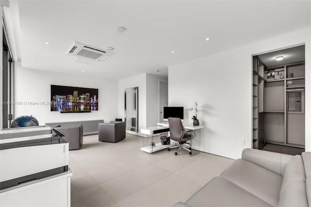 office space with recessed lighting