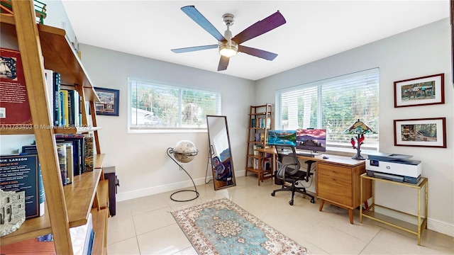 8435 SW 157th St, Palmetto Bay, FL 33157 - home office featuring ceiling fan and baseboards