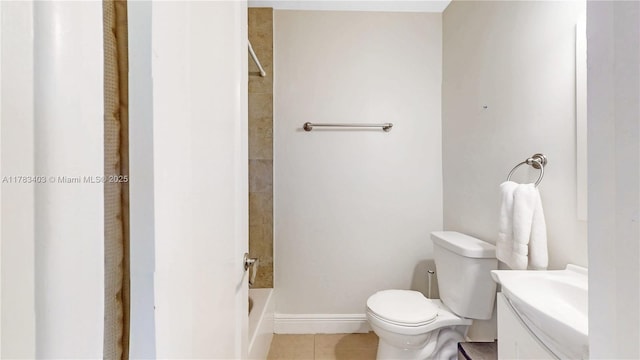 8435 SW 157th St, Palmetto Bay, FL 33157 - full bath with baseboards, toilet, shower / bathing tub combination, vanity, and tile patterned flooring