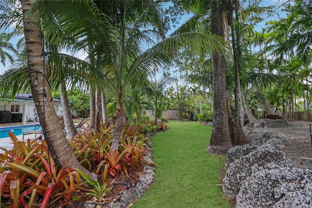 8435 SW 157th St, Palmetto Bay, FL 33157 - view of yard with a fenced backyard and a fenced in pool