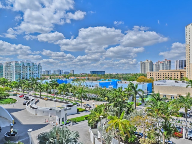 aerial view with a city view