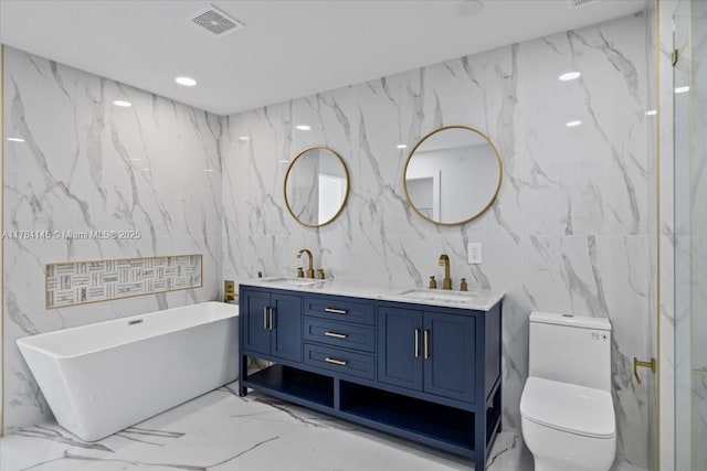 9150 Genesee St, Port Charlotte, FL 33981 - full bathroom with marble finish floor, a sink, and tile walls