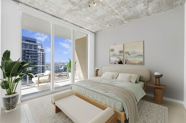 3470 E Coast Ave Unit H2706, Miami, FL 33137 - bedroom with a city view, access to outside, a wall of windows, and tile patterned flooring