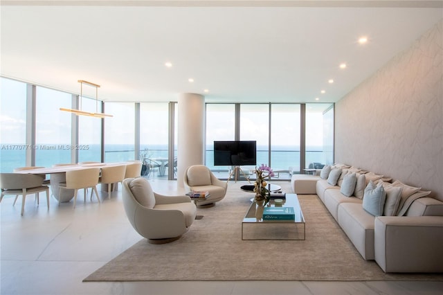 2000 S Ocean Dr Unit 28A, Hallandale Beach, FL 33009 - living room featuring expansive windows and recessed lighting