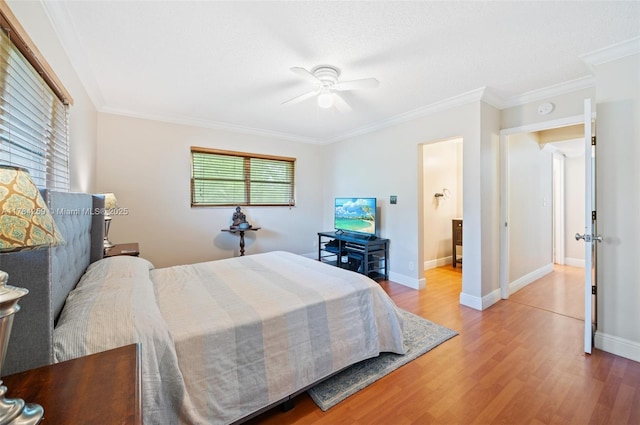 3000 Riverside Dr Unit 309-1, Coral Springs, FL 33065 - bedroom featuring crown molding, baseboards, ceiling fan, and wood finished floors