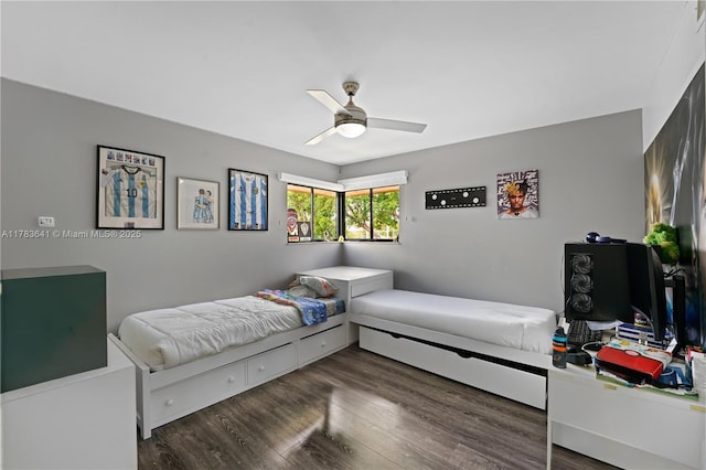 1000 NE 204th Ln, Miami, FL 33179 - bedroom featuring a ceiling fan and wood finished floors