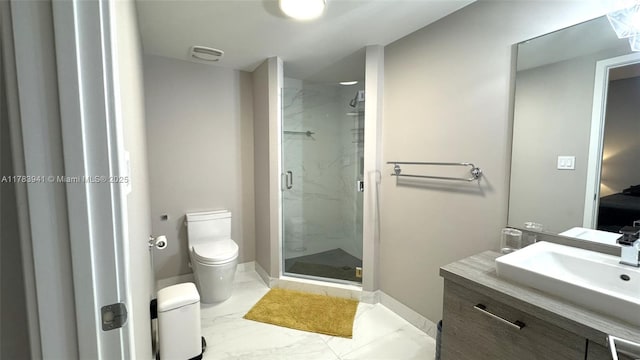 400 SE Sunny Isles Blvd Unit 1702, Sunny Isles Beach, FL 33160 - bathroom with toilet, a marble finish shower, marble look tiles, vanity, and baseboards