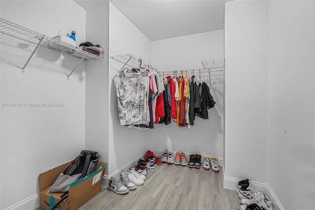 spacious closet featuring wood finished floors
