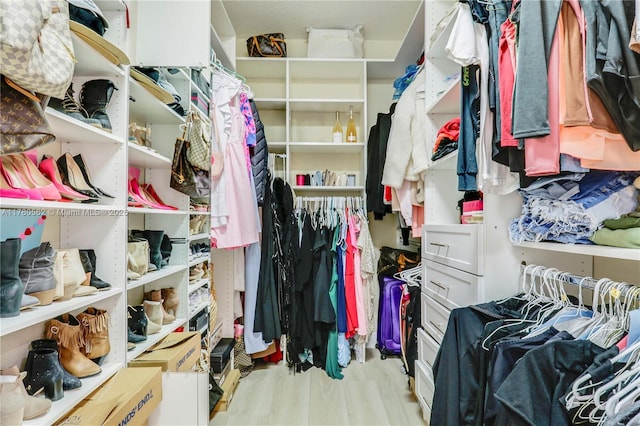 spacious closet with wood finished floors