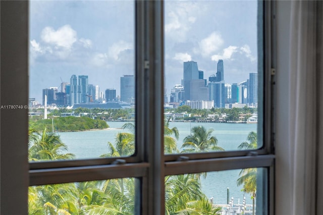 1500 Bay Rd Unit 668S, Miami Beach, FL 33139 - interior details featuring a water view and a view of city
