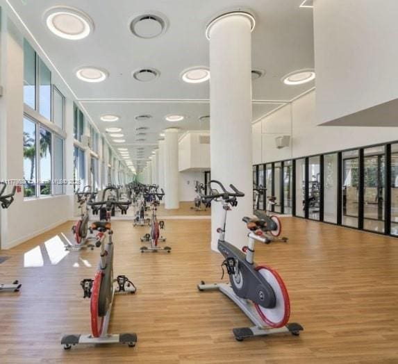 1500 Bay Rd Unit 866S, Miami Beach, FL 33139 - gym featuring wood finished floors