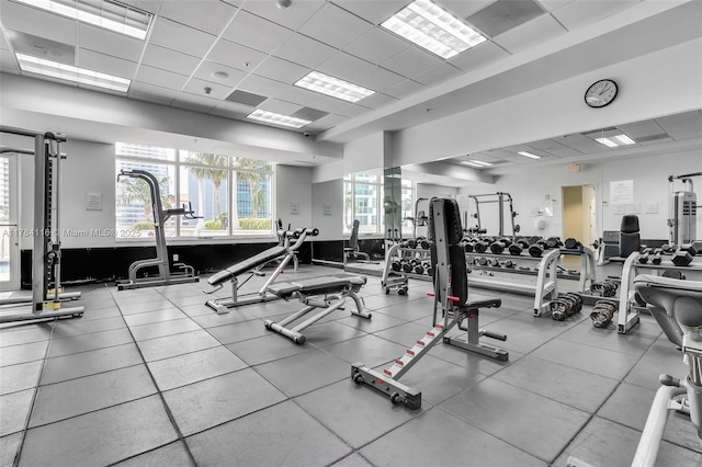 1200 Brickell Bay Dr Unit 1723, Miami, FL 33131 - workout area featuring a drop ceiling