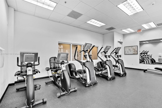 1200 Brickell Bay Dr Unit 1723, Miami, FL 33131 - exercise room with a drop ceiling and baseboards