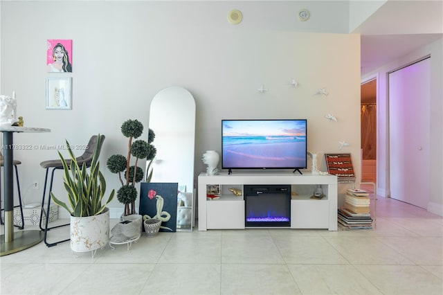 view of tiled living room