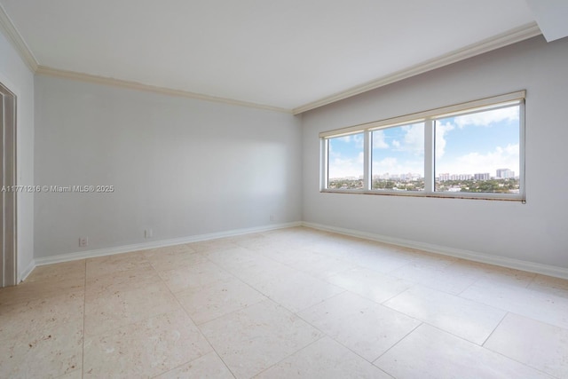 333 Sunset Dr Unit 804, Fort Lauderdale, FL 33301 - empty room featuring light tile patterned floors, baseboards, and ornamental molding