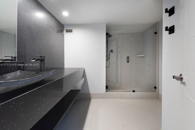 333 Sunset Dr Unit 804, Fort Lauderdale, FL 33301 - full bathroom featuring recessed lighting, vanity, visible vents, and a stall shower
