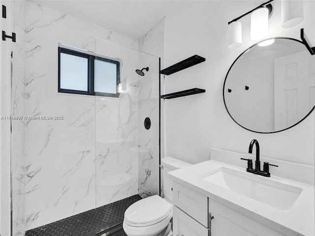 1021 NE 110th St, Biscayne Park, FL 33161 - full bathroom with toilet, a marble finish shower, and vanity