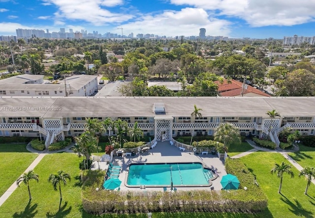 900 Atlantic Shores Blvd Unit 126, Hallandale Beach, FL 33009 - aerial view of a pool area and a skyline view