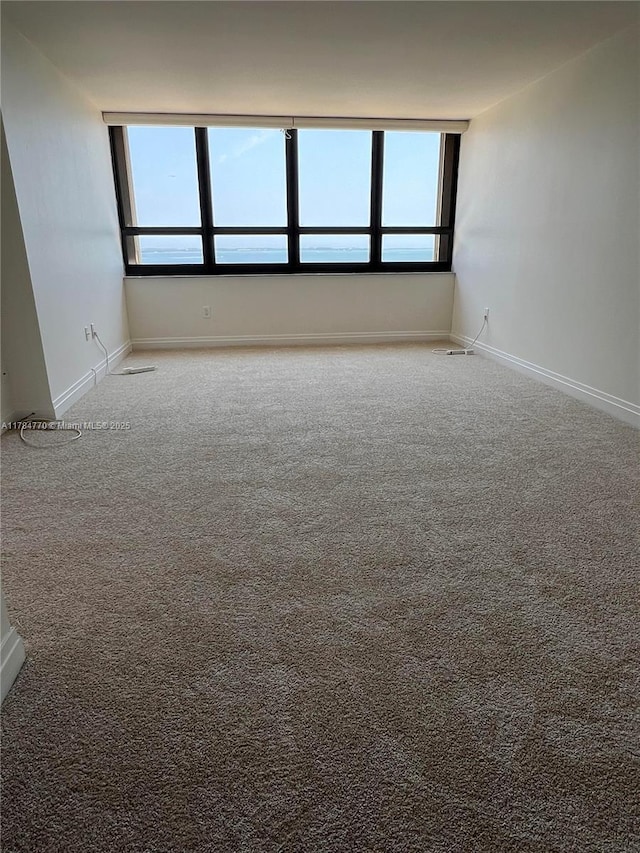 carpeted empty room featuring baseboards and plenty of natural light