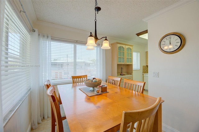 920 SW 10th Ter Unit 12Ar, Hallandale Beach, FL 33009 - dining area with a chandelier, a textured ceiling, and crown molding