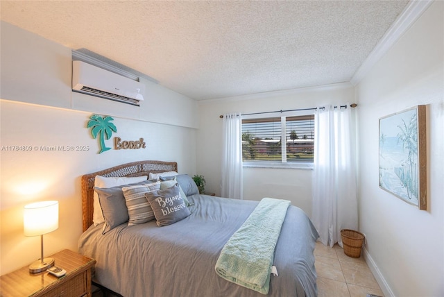 920 SW 10th Ter Unit 12Ar, Hallandale Beach, FL 33009 - bedroom with tile patterned floors, a textured ceiling, and a wall unit AC