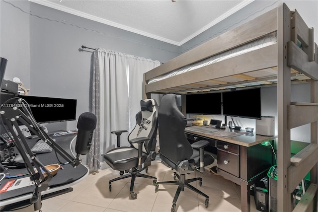 office area with ornamental molding