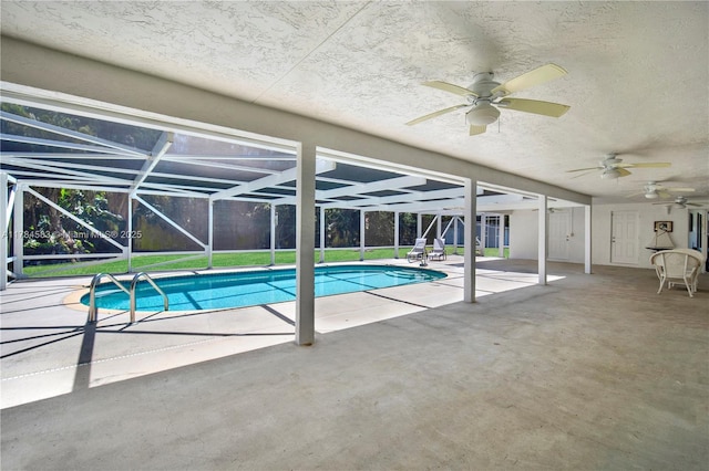 17746 48th Ct N, Loxahatchee, FL 33470 - outdoor pool featuring a ceiling fan, a patio, and a lanai