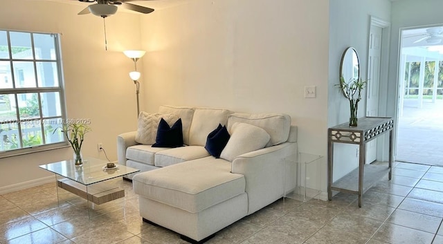 17746 48th Ct N, Loxahatchee, FL 33470 - living room with ceiling fan, healthy amount of natural light, and tile patterned flooring